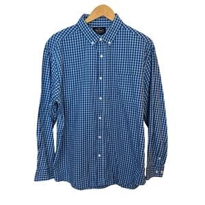 Nat Nast Mens‎ Gingham Blue Check Shirt Size XL 100% Cotton Button Down Pocket